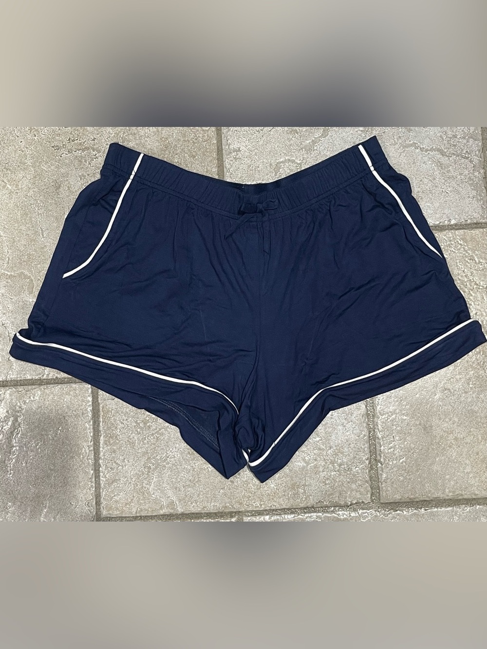 Room Service Navy Athletic Shorts with White Piping